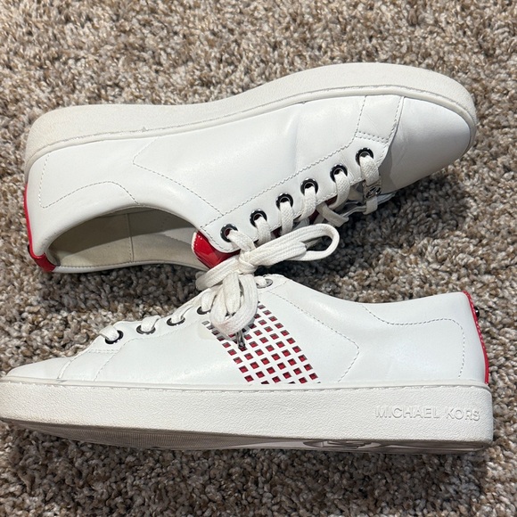 Michael Kors White Sneakers with Red Detail - Picture 1 of 8